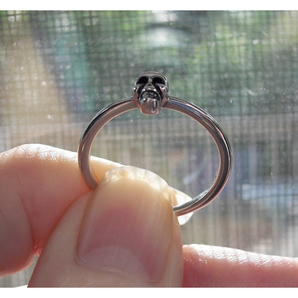 925 STERLING SILVER Dainty Phantom Skull Ring Goth Punk - Picture 6 of 14